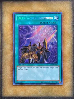 Yugioh Dark World Lightning LCJW-EN249 Secret Rare 1st Ed LP - Image 1