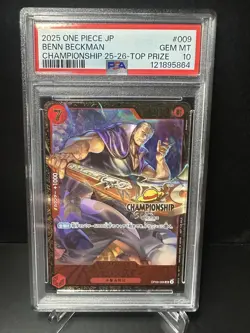 One Piece Benn Beckman SR OP09-009 Promo Championship 25-26 Top Prize PSA 10 - Image 1