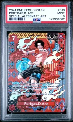 PSA 9 2024 One Piece Japanese Portgas D. Ace SP OP08 Special Alternate Art - Image 1
