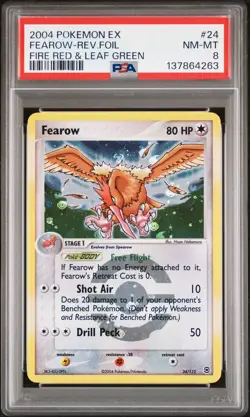 2004 POKEMON EX FIRE RED & LEAF GREEN #24 FEAROW-REVERSE FOIL PSA 8 - Image 1