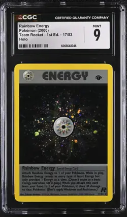 CGC 9 MINT Rainbow Energy 2000 Team Rocket 1st Edition 17/82 Holo Pokemon Card - Image 1