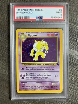 Pokemon TCG Hypno 8/62 Fossil Holo Rare Unlimited Edition PSA 9 MINT WOTC Card - Image 1