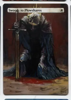 Swords to Plowshares Altered Art Mtg Hand Painted Card Commander - Image 1