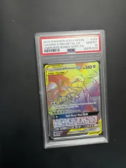 PSA 10 GEM MINT Lucario & Melmetal GX 224/214 Secret Rare Unbroken Bonds Pokemon - Image 1