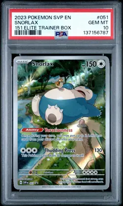 2023 Pokemon SVP Snorlax #051 Black Star Promo 151 ETB PSA 10 GEM MINT - Image 1