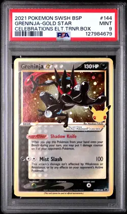 2021 POKEMON SWSH BLACK STAR PROMO #144 GRENINJA-GOLD STAR PSA 9 - Image 1