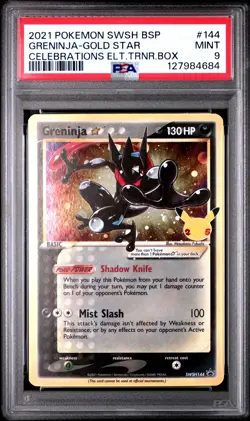 2021 POKEMON SWSH BLACK STAR PROMO #144 GRENINJA-GOLD STAR PSA 9 - Image 1