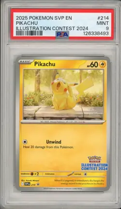 2025 Pokemon SVP Pikachu Illustration Contest 2024 #214 PSA 9 - Image 1