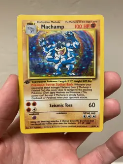 1st Edition Machamp, 8/102, Holo, Base Set, Pokemon TCG - Image 1