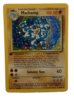Pokemon TCG WOTC Base Set 1st Edition Machamp 8/102 Holo Rare LP+ - Image 1