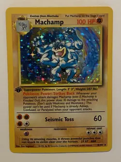 Pokemon TCG WOTC Base Set 1st Edition Machamp 8/102 Holo Rare LP+ - Image 2