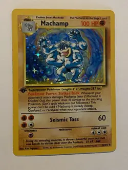 Pokemon TCG WOTC Base Set 1st Edition Machamp 8/102 Holo Rare LP+ - Image 3
