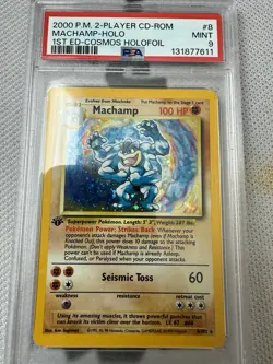 Pokemon TCG Machamp Holo 1st Edition Cosmos PSA 9 2000 Holofoil MINT CD-ROM - Image 1