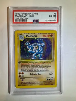 Machamp 008/102 Base Set 1st Edition Holo Rare (1999) Pokemon TCG PSA 6 EX-MT - Image 1