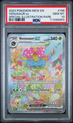 2023 POKEMON MEW EN-151 SPECIAL ILLUSTRATION RARE #198 VENUSAUR EX PSA 10 - Image 1