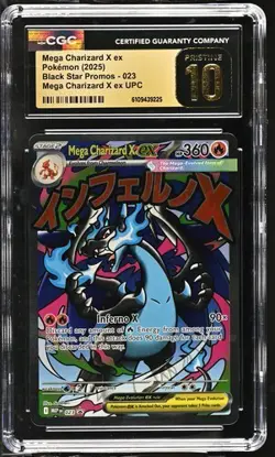 🔥🔥 CGC 10 ENGLISH Pristine Mega Charizard X ex 023 Black Star Promo Phantasmal - Image 1