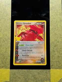 085 - Original Owner Team Magma's Groudon 25th Celebrations 9/95 Pokemon Card - Image 1