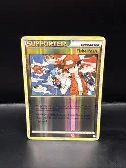 Pokemon TCG Fisherman 92/123 HeartGold SoulSilver Reverse Holo Card - Image 3
