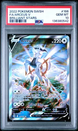 2022 POKEMON SWORD & SHIELD BRILLIANT STARS 166 FULL ART ARCEUS V PSA 10 - Image 1