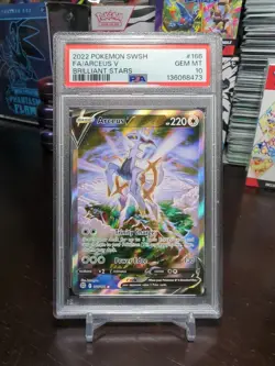 2022 POKEMON SWORD & SHIELD BRILLIANT STARS #166 FULL ART/ARCEUS V PSA 10 - Image 1