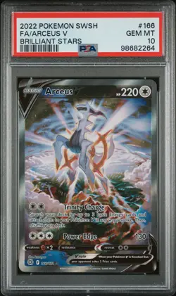 2022 POKEMON SWORD & SHIELD BRILLIANT STARS #166 FULL ART/ARCEUS V PSA 10 - Image 1