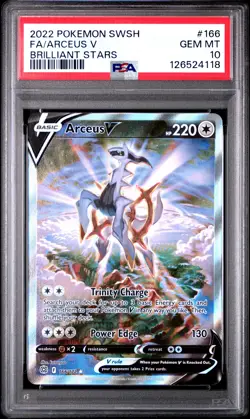 2022 POKEMON SWORD & SHIELD BRILLIANT STARS #166 FULL ART/ARCEUS V PSA 10 - Image 1