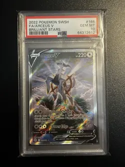 2022 POKEMON SWORD & SHIELD BRILLIANT STARS #166 FULL ART/ARCEUS V PSA 10 - Image 1