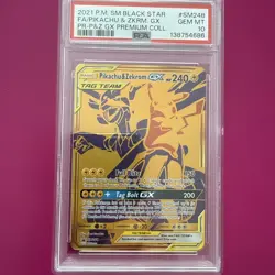 2021 POKEMON SM BLACK STAR PROMO #SM248 FULL ART/PIKACHU & ZEKROM GX PSA 10 - Image 1