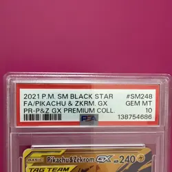 2021 POKEMON SM BLACK STAR PROMO #SM248 FULL ART/PIKACHU & ZEKROM GX PSA 10 - Image 2