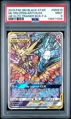 2019 POKEMON SM BLACK STAR PROMO FULL ART/MOLTRES & ZAPDOS & ARTICUNO GX PSA 9 - Image 1