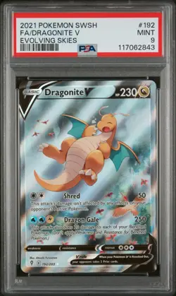 Pokemon TCG Dragonite V 192/203 Evolving Skies Alternate Full Art PSA 9 - Image 1