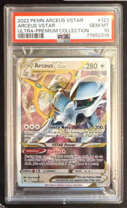 2022 POKEMON ULTRA PREMIUM COLLECTION #123 ARCEUS VSTAR METAL PROMO PSA 10 - Image 1