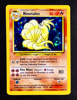 1999 Pokemon NINETALES Base Set HOLO RARE Unlimited Edition Card 12/102 - MINT - Image 1