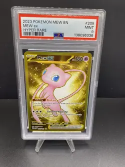 PSA 9 Mew EX Gold 205/165 English Pokemon 151 Scarlet & Violet Hyper Rare Holo - Image 1