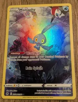Manaphy Pokemon Crown Zenith Galarian Gallery GG06/GG70 Full Art Holo Rare NM - Image 1
