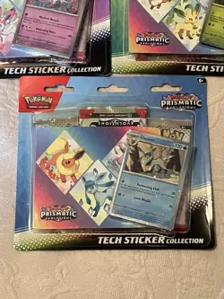 Pokemon TCG Prismatic Evolutions Tech Sticker Collection Blister Set of 3 Sealed - Image 5
