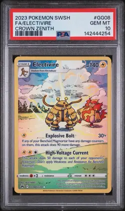 2023 POKEMON SWORD & SHIELD CROWN ZENITH #GG08 FULL ART/ELECTIVIRE PSA 10 - Image 1