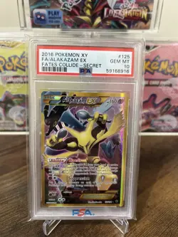 2016 POKEMON XY FATES COLLIDE SECRET #125 FULL ART/ALAKAZAM EX PSA 10 - Image 1