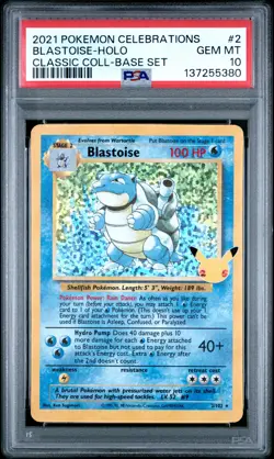 2021 POKEMON CELEBRATIONS CLASSIC COLL #2 BLASTOISE-HOLO PSA 10 - Image 1