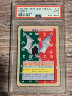 1995 Pokemon Japanese Topsun Golbat #42 PSA Mint 9 Green Back - Image 1