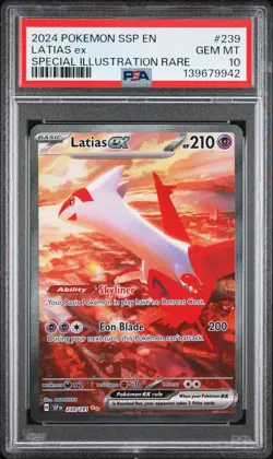 2024 POKEMON SSP EN-SURGING SPARKS SPECIAL ILLUSTRATION RARE LATIAS EX PSA 10 - Image 1