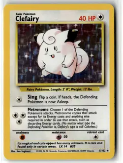 Clefairy ⭐ 5/102 Holo Rare Base Set 1999 Pokemon LP - Image 1