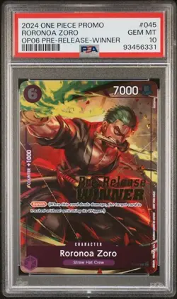 PSA 10 Roronoa Zoro P-045 Wings Of The Captain PRE-RELEASE-WINNER One Piece - Image 1
