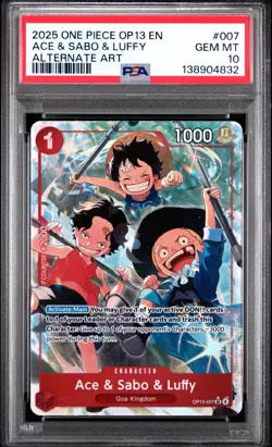 2025 ONE PIECE OP13 007 CARRYING ON HIS WILL ACE & SABO & LUFFY ALT ART PSA 10 - Image 1