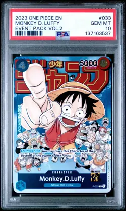 2023 ONE PIECE P-033 MONKEY D LUFFY EVENT PACK VOL 2 PROMO ENGLISH PSA 10 GEM MT - Image 1