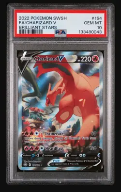 2022 POKEMON SWORD & SHIELD BRILLIANT STARS #154 FULL ART/CHARIZARD V PSA 10 - Image 1