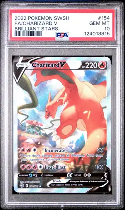 2022 POKEMON SWORD & SHIELD BRILLIANT STARS #154 FULL ART/CHARIZARD V PSA 10 - Image 1