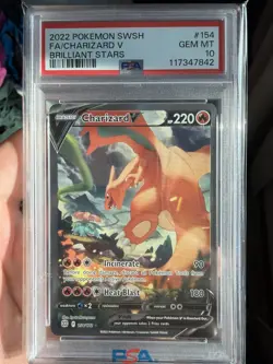 2022 POKEMON SWORD & SHIELD BRILLIANT STARS #154 FULL ART/CHARIZARD V PSA 10 - Image 1