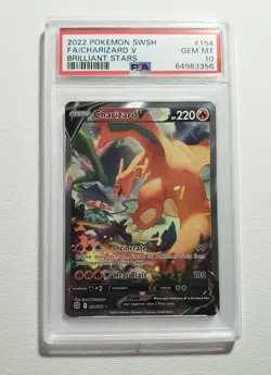 2022 POKEMON SWORD & SHIELD BRILLIANT STARS #154 FULL ART/CHARIZARD V PSA 10 (A) - Image 3