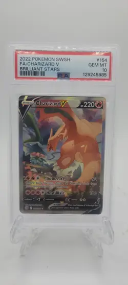 2022 POKEMON SWORD & SHIELD BRILLIANT STARS #154 FULL ART/CHARIZARD V PSA 10 - Image 1